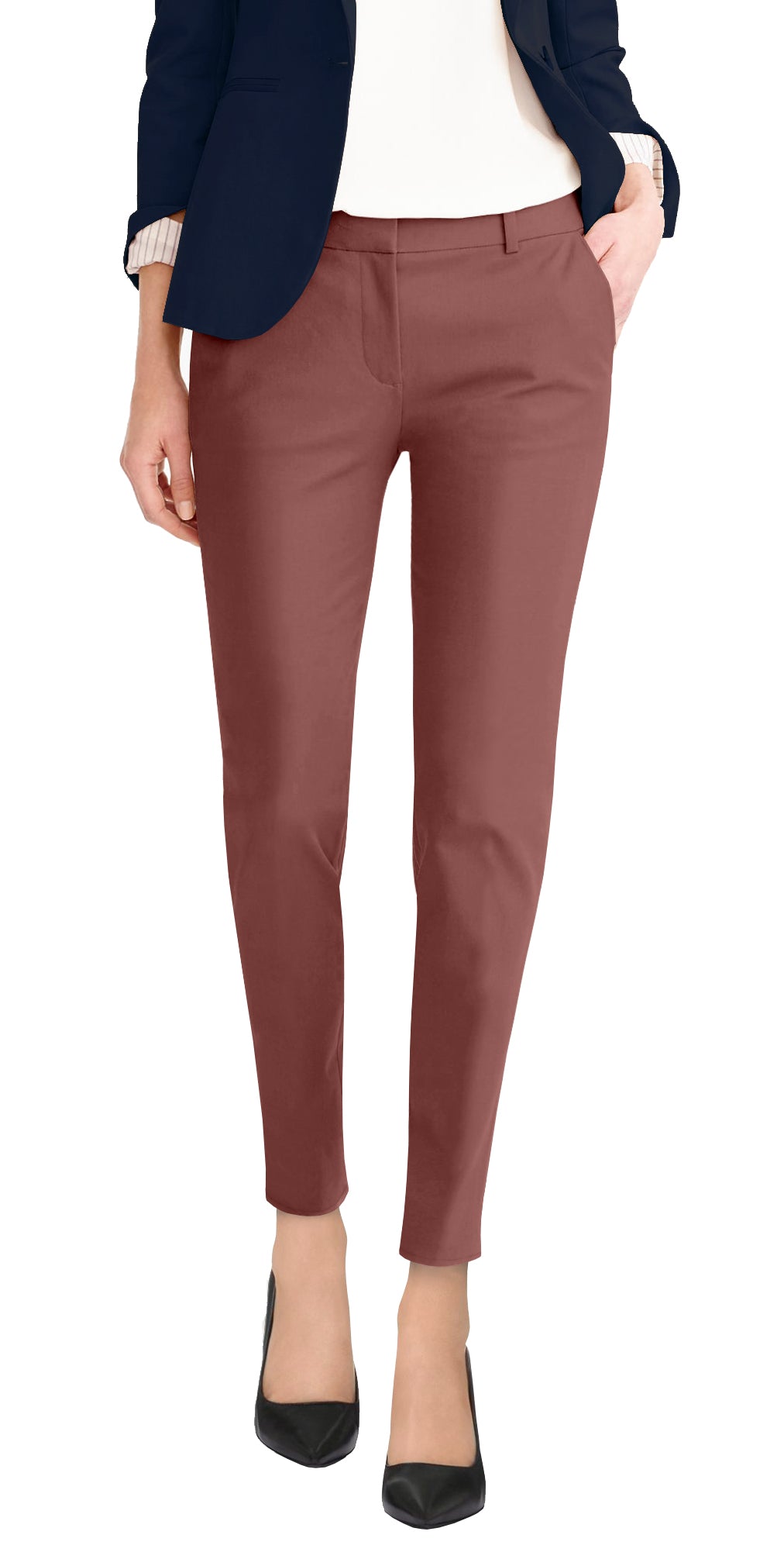 Plus Size Womens Premium Stretch Flat Front Trousers Pants