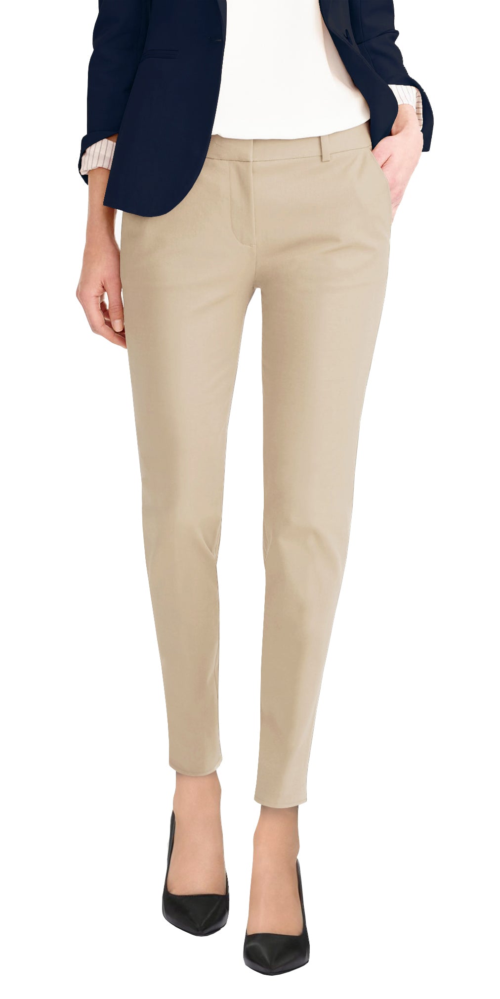 Plus Size Womens Premium Stretch Flat Front Trousers Pants