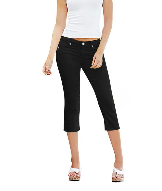Plus Size Women's Stretchy Denim Capri Jeans
