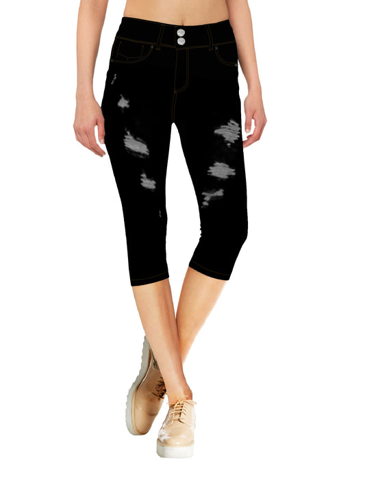Women's Butt Lift V2 Super Comfy Stretch Denim Capri