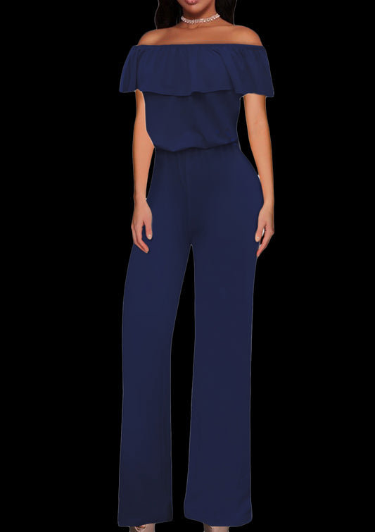 Women's Off Shoulder Camouflage High Waist Wide Leg Jumpsuit