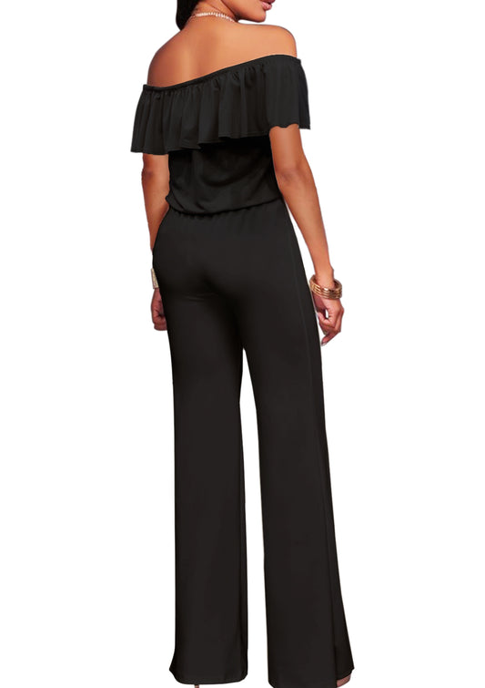 Women's Off Shoulder High Waist Wide Leg Jumpsuit